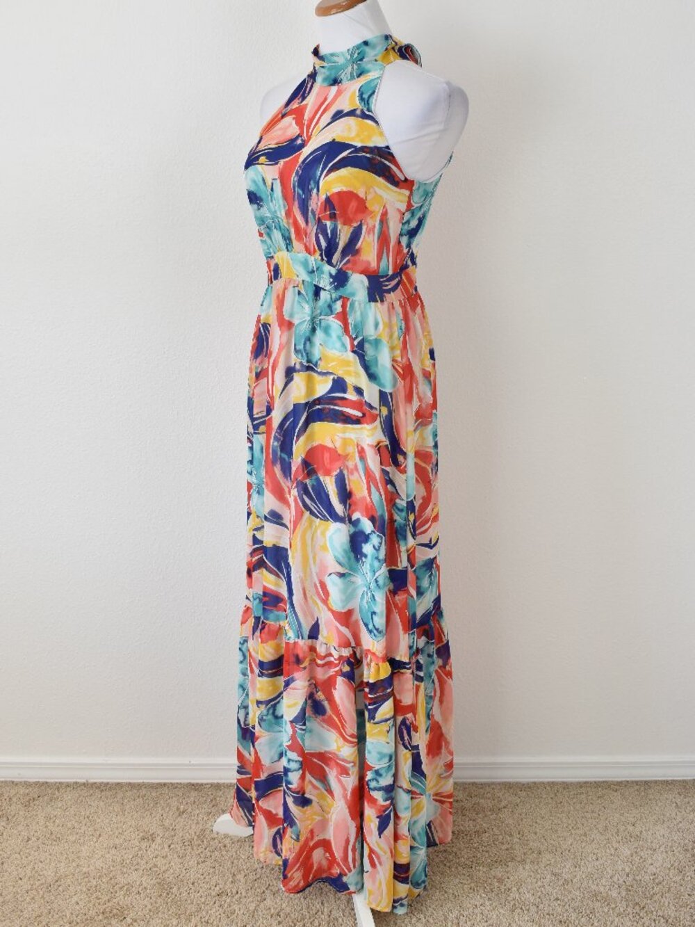 Tahari Arthur S Levine Chiffon Floral Maxi Dress - 4 - Picture 5 of 11